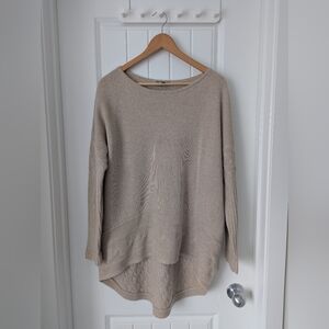 Neiman Marcus 100% Cashmere Cableknit Long Baggy Sweater Brown Tan Size Medium